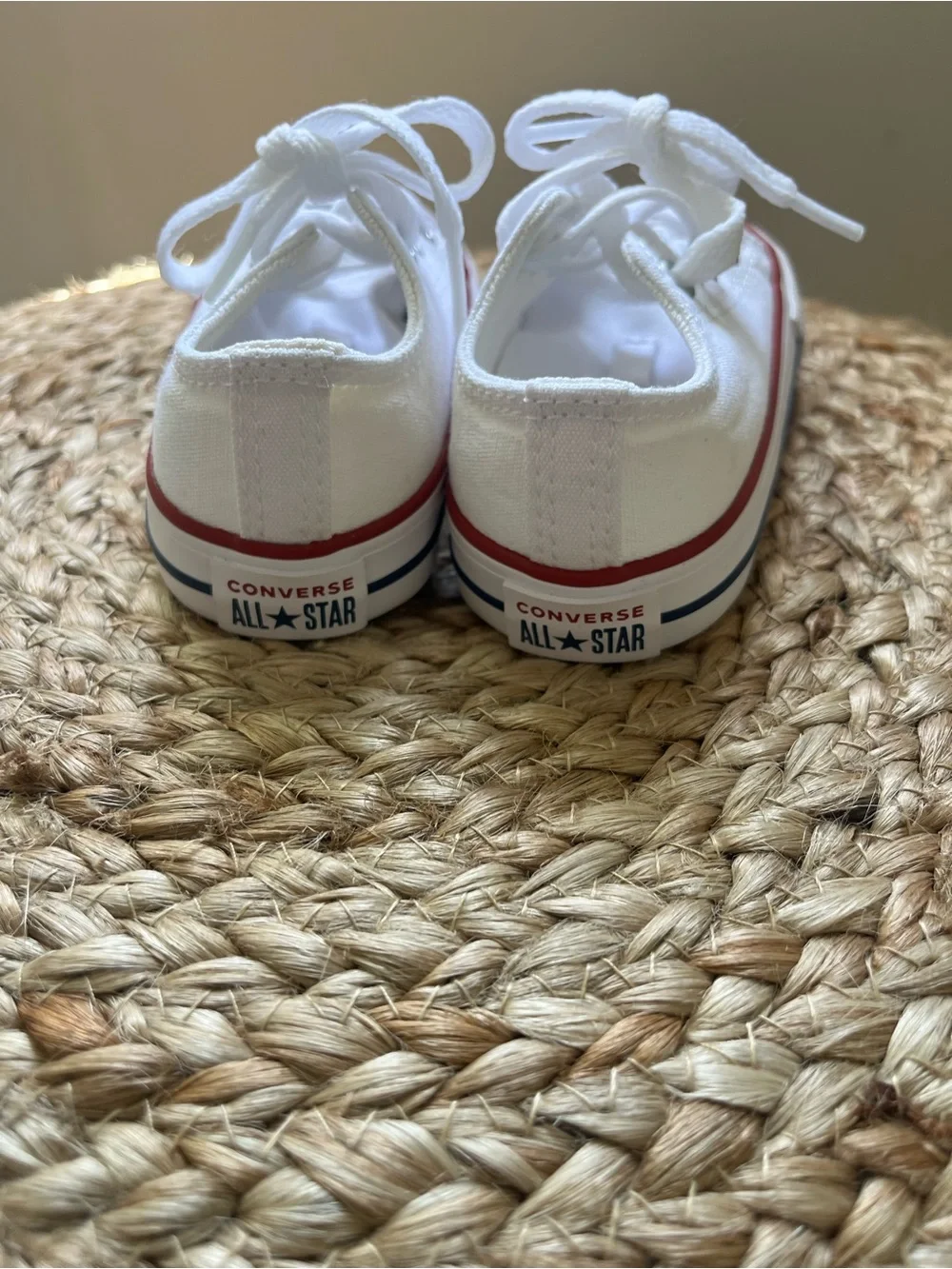 Converse Kids White Canvas Low-Top Sneakers with Red Stripe